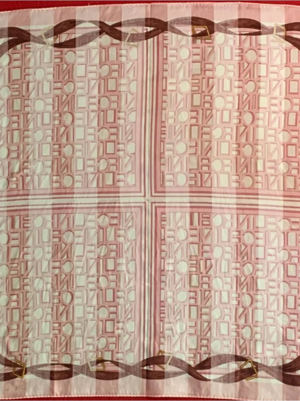 Celine Pink Scarf with Brown Strap and Gold Hardware Print